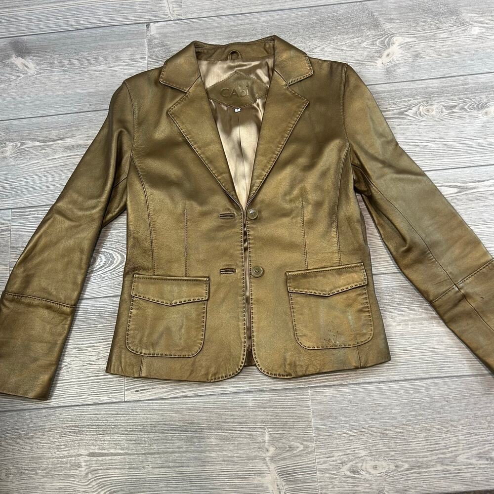 Cabi Leather Moto Jacket - Golden Tan, Size 4 - Boutique